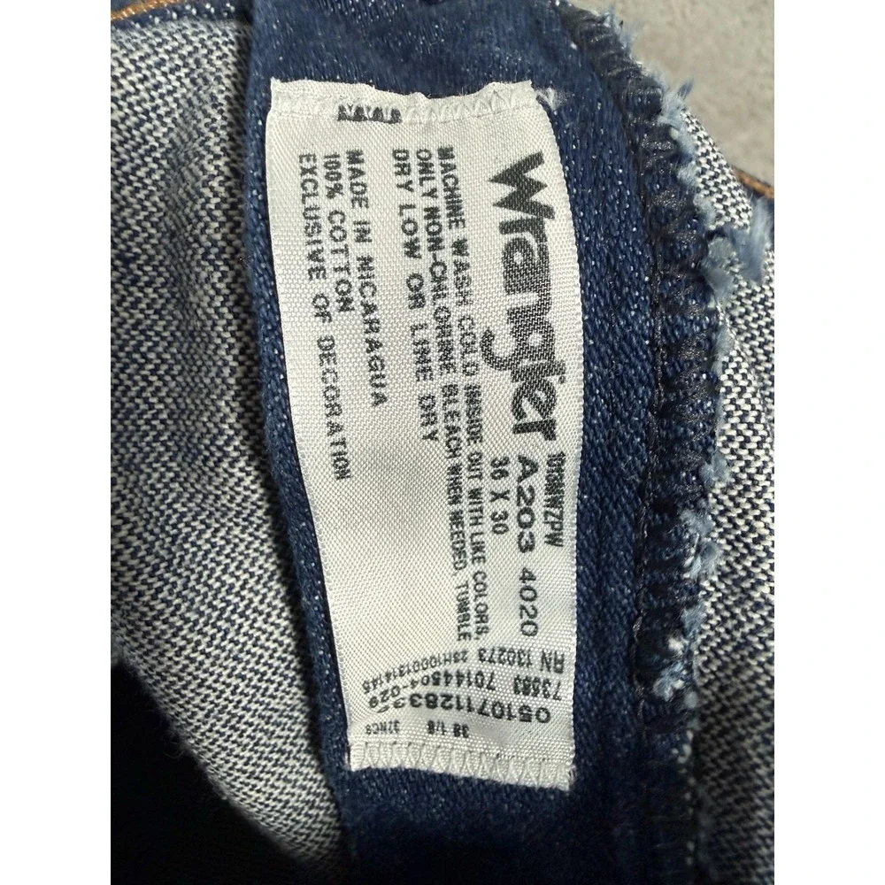 Wrangler Jeans Mens 36x30 Blue Denim Cowboy Cut‎ Western 1013MWZ Dark Wash